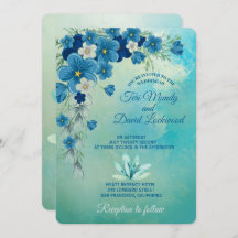Romantic Blue/Green Floral Wedding Invitations