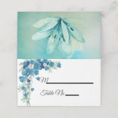 Romantic Blue/Green Floral Wedding Place Card Plaatskaartje (Buitenkant ongevouwen)