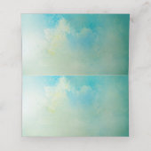 Romantic Blue/Green Floral Wedding Place Card Plaatskaartje (Binnenkant ongevouwen)