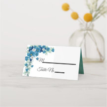 Romantic Blue/Green Floral Wedding Place Card
