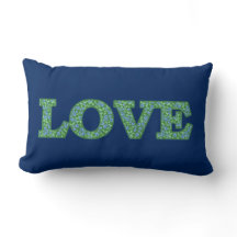 Romantic Blue Green Periwinkles Floral LOVE design
