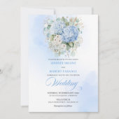 Romantic Blue Hydrangea Botanical Wedding Invite Kaart (Voorkant)