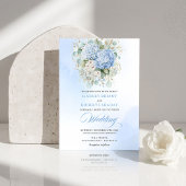 Romantic Blue Hydrangea Botanical Wedding Invite Kaart