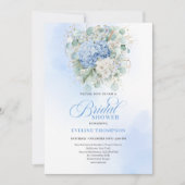 Romantic Blue Hydrangea Floral Bridal Shower Invit Kaart (Voorkant)