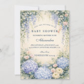 Romantic Blue Hydrangea Garden Baby Shower Kaart (Voorkant)