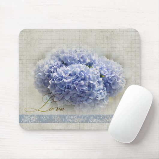 Romantic Blue Hydrangeas Muismat (Met muis)