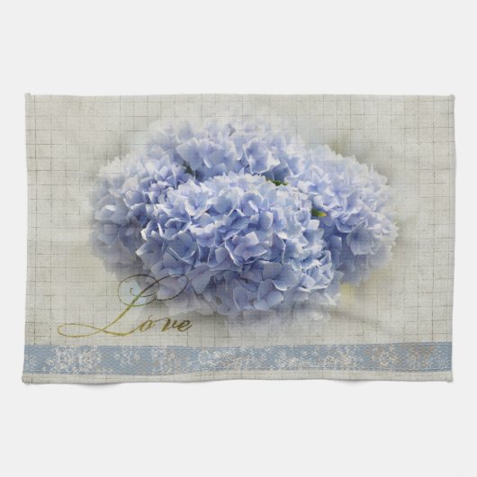 Romantic Blue Hydrangeas Theedoek (Horizontaal)