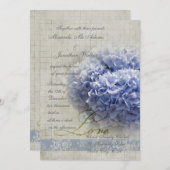 Romantic Blue Hydrangeas Wedding Kaart (Voorkant / Achterkant)