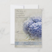 Romantic Blue Hydrangeas Wedding RSVP (Achterkant)