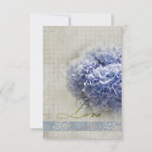 Romantic Blue Hydrangeas Wedding RSVP Kaartje (Voorkant)