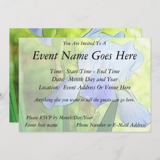 Romantic Blue Iriss Kaart (Voorkant / Achterkant)