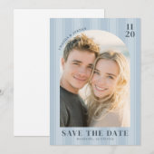Romantic Blue Minimalist Photo Save The Date (Voorkant / Achterkant)