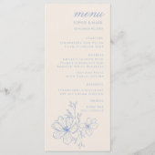 Romantic Blue Monogram Crest Floral Wedding Menu (Voorkant)