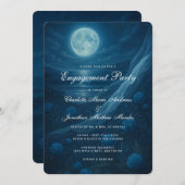 Romantic Blue Moonlit Beach Engagement Party Kaart (Voorkant / Achterkant)