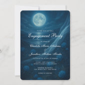 Romantic Blue Moonlit Beach Engagement Party Kaart (Voorkant)