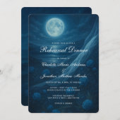 Romantic Blue Moonlit Beach Rehearsal Dinner Kaart (Voorkant / Achterkant)