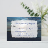 Romantic Blue Ocean Sunset Wedding RSVP-kaart RSVP Kaartje (Staand voorkant)