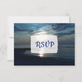 Romantic Blue Ocean Sunset Wedding RSVP-kaart RSVP Kaartje (Achterkant)
