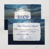 Romantic Blue Ocean Sunset Wedding RSVP-kaart RSVP Kaartje (Voorkant / Achterkant)
