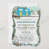Romantic Blue Owls Marry My Best Friend Wedding Kaart (Voorkant)