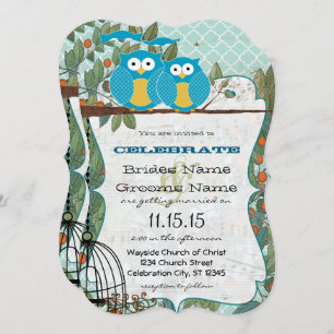 Romantic Blue Owls Marry My Best Friend Wedding Kaart