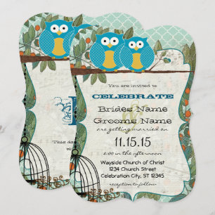 Romantic Blue Owls Marry My Best Friend Wedding Kaart