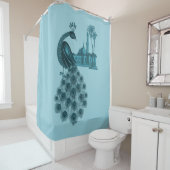 Romantic Blue Peacock Douchegordijn (In situ)