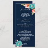 Romantic Blue Pink Floral Botanical Wedding Menu (Voorkant / Achterkant)