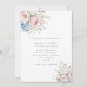 Romantic Blue & Pink Pastel Floral Wedding Kaart (Voorkant)