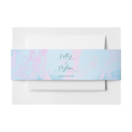 Romantic Blue Pink Peach Abstract Floral Pastel Uitnodigingen Wikkel (Voorkant Voorbeeld)