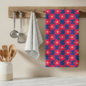 Romantic Blue, Red Chic Floral Pattern Bath Towel Bad Handdoek