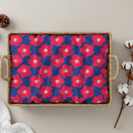 Romantic Blue, Red Chic Floral Pattern Bath Towel Bad Handdoek