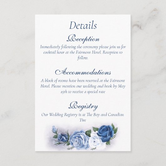 Romantic Blue Regency Gay Botanical Silhouette Informatiekaartje (Voorkant)