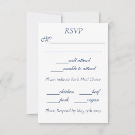 Romantic Blue Regency Gay Botanical Silhouette  RSVP Kaartje