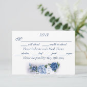 Romantic Blue Regency Gay Botanical Silhouette  RSVP Kaartje (Staand voorkant)