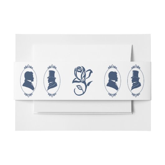 Romantic Blue Regency Gay Botanical Silhouette Uitnodigingen Wikkel (Voorkant Voorbeeld)