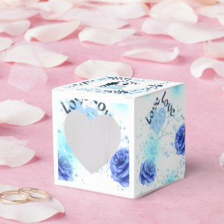 Romantic Blue Rose Wedding Favor Box | Love You He Bedankdoosjes