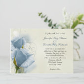 Romantic Blue Rozen Wedding Invitation Kaart (Staand voorkant)