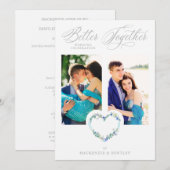 Romantic Blue Shades Grey Floral Heart 2 Photos (Voorkant / Achterkant)