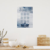 Romantic Blue Swan Wedding Dinner Sechart Poster (Keuken)