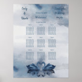 Romantic Blue Swan Wedding Dinner Sechart Poster (Voorkant)