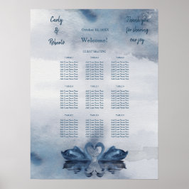 Romantic Blue Swan Wedding Dinner Sechart Poster