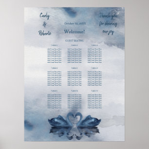 Romantic Blue Swan Wedding Dinner Sechart Poster