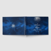 Romantic Blue Universe met Silver Confetti Gastenboek (Volledig)