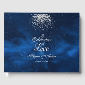 Romantic Blue Universe met Silver Confetti Gastenboek (Voorkant)