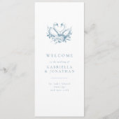 Romantic Blue Vintage Swans Wedding Program Programmakaart (Voorkant)