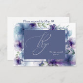 Romantic Blue Waterverf Floral Menu Weddenschap RS (Voorkant / Achterkant)