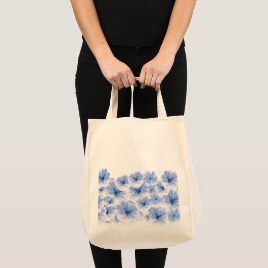 Romantic Blue Waterverf Floral Pattern Tote Bag (Voorkant (product))
