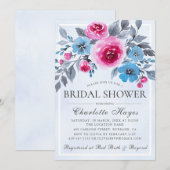 Romantic Blue Waterverf Floral Vrijgezellenfeest Kaart (Voorkant / Achterkant)