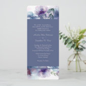 Romantic Blue Waterverf Floral Wedding Kaart (Staand voorkant)